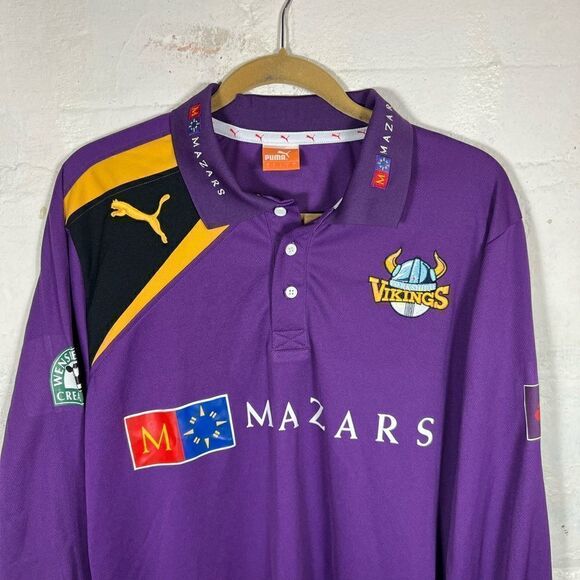 YORKSHIRE CCC VIKINGS LONG SLEEVE CRICKET SHIRT JERSEY PUMA MEN - Picture 3 of 9